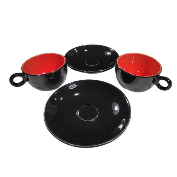 Rare Vintage Pagnossin Treviso Italy Black Espresso/Demitasse Cups & Saucers Set - Picture 7 of 13